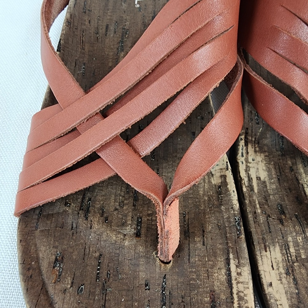 Merrell Redwood J97322 Womens Thong Slippers Size 9 Rust Red Leather Boho Casual - Picture 5 of 8